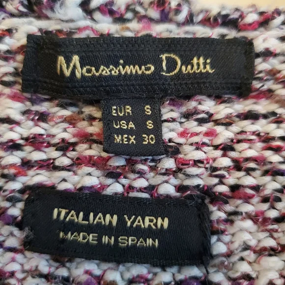 MASSIMO DUTTI |  Purple Tweed Frayed Hem Open Italian Yarn Blazer (Size S) - Picture 12 of 14